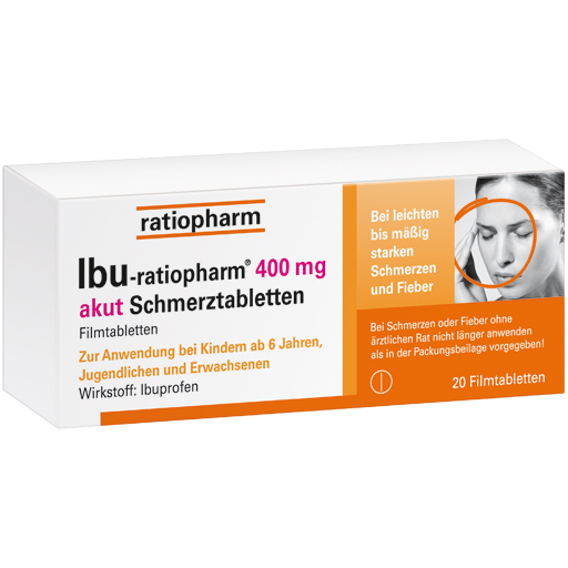 IBU-RATIOPHARM 400 mg akut Schmerztbl.Filmtabl.  20 St  Filmtabletten
