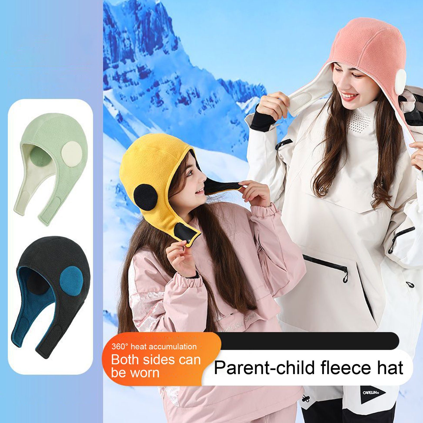 Rutaqian Ohrenwärmer Wintermütze Winddichte Fahrrad Skimütze Outdoor-Fleecemütze (Warme Doppellagige, Verdickte Lei Feng-Mütze, Gehörschutzmütze im Eltern-Kind-Stil) für Sport, für Radfahren Skifahren Laufen Outdoor