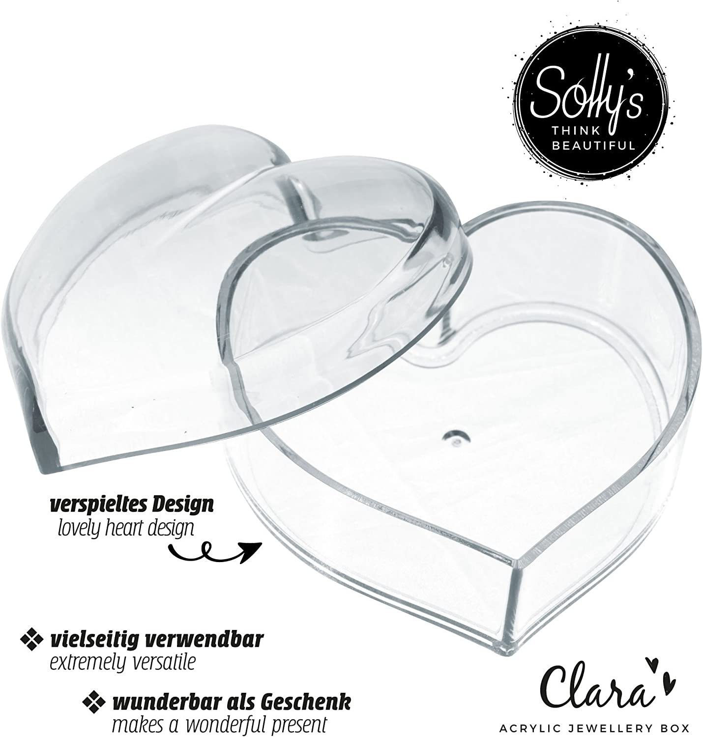 Solly's Schmuckablage Clara Schmuckdose Herz, dekorative Schale für Ohrringe, Ringe, Ketten