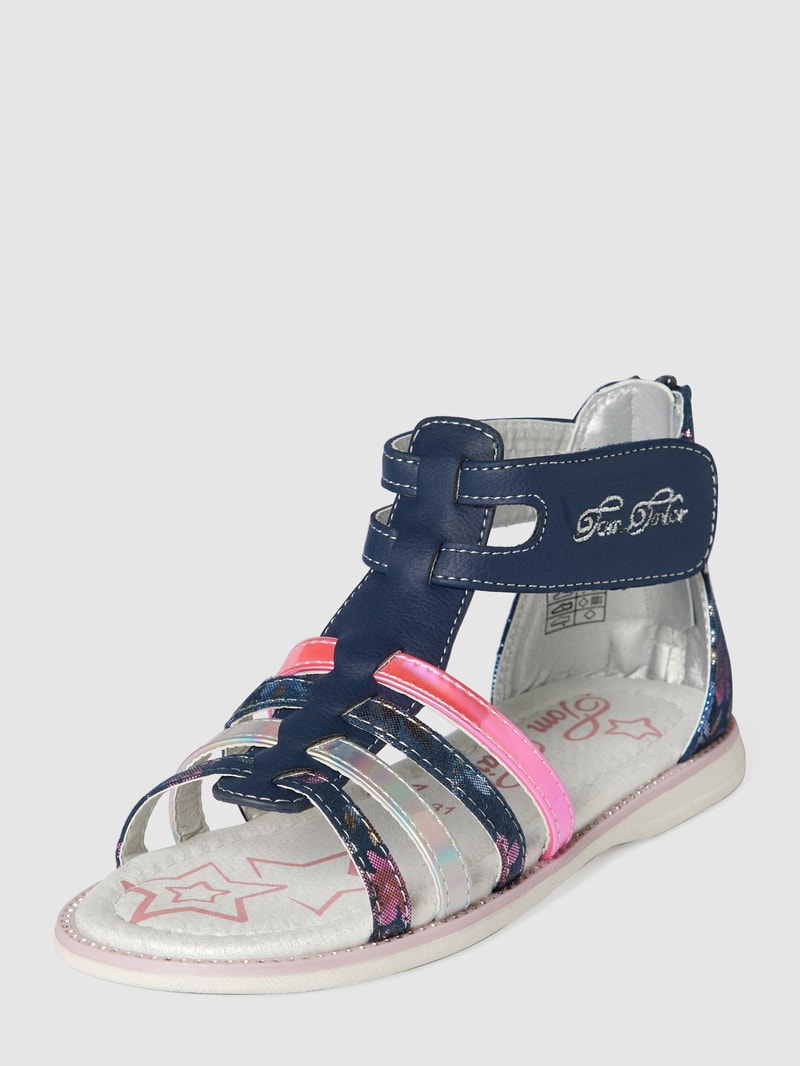 Sandalen mit Label-Stitching in marineblau