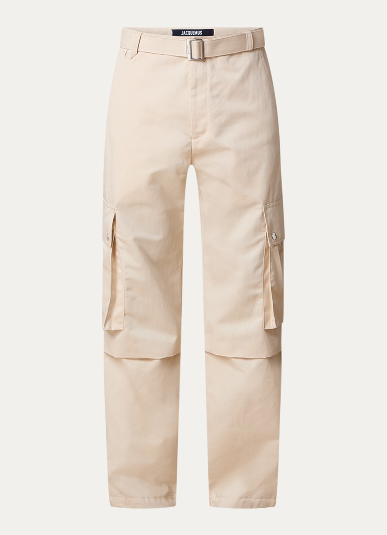 Pantaloni cargo Jacquemus cu croi larg, confecționați dintr-un amestec de in, cu curea.