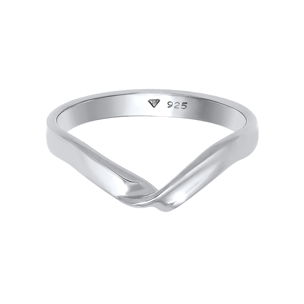 Elli Elli Bague Bague pour dames en forme de V Tendance tordue Basic Minimal en argent Bague