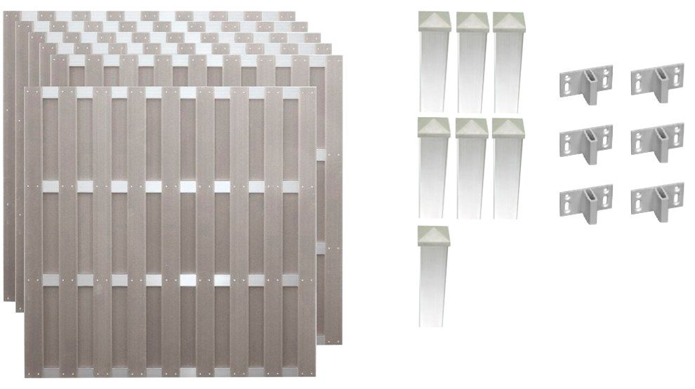 Tetzner & Jentzsch Bohlenzaun Jacksonville 4, (Set), 6 Elemente, LxH: 1129x180 cm