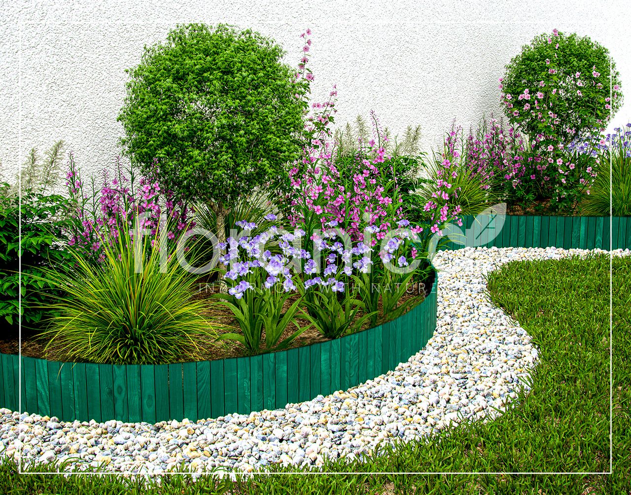 Pemicont Floranica Rollborder II Flexibler Holzzaun 203cm Höhe: 20cm Grün Imprägniert Kiefernholz Beeteinfassung Rasenkante Beetumrandungen