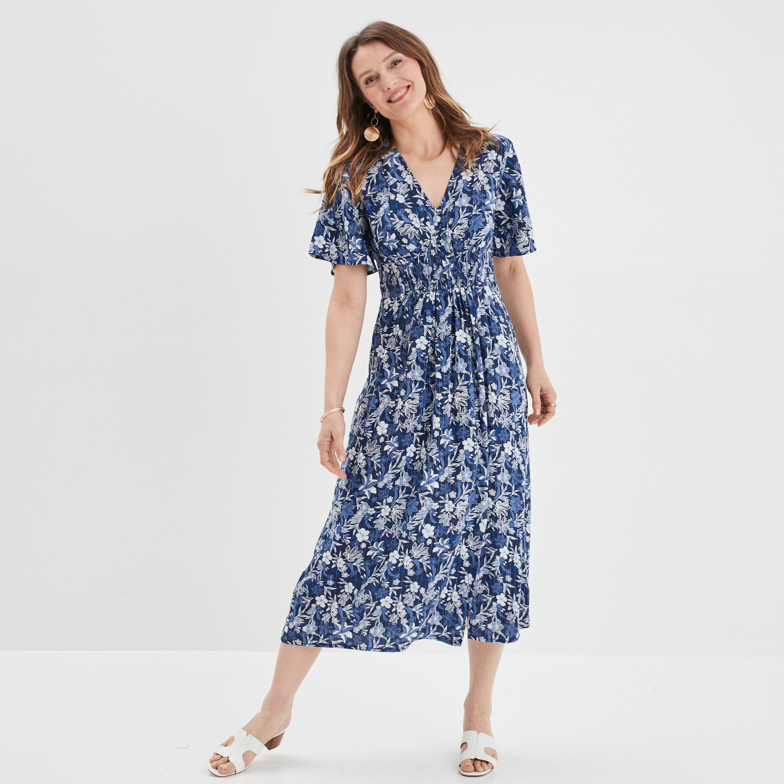 Robe longue droite Creeks bleu marine femme | La Halle