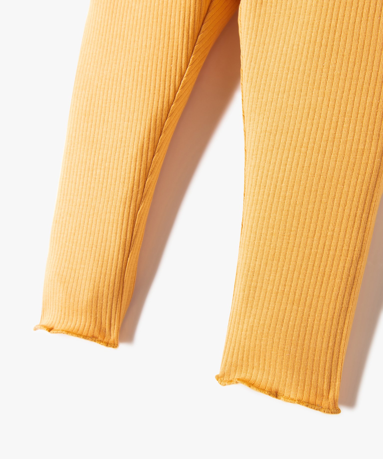 Legging bébé fille en maille ctelée avec ourlet fantaisie jaune | GEMO