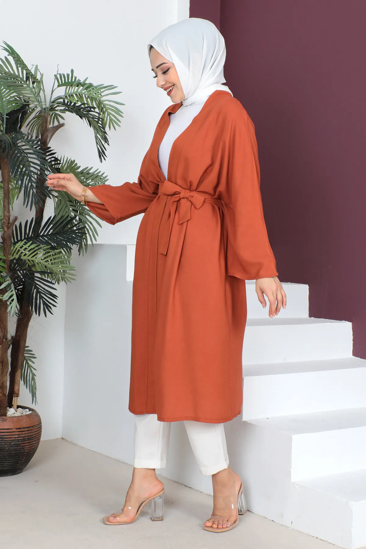 Tesettür Dünyası  Kimono mit Taillengürtel TSD230513 Kachel