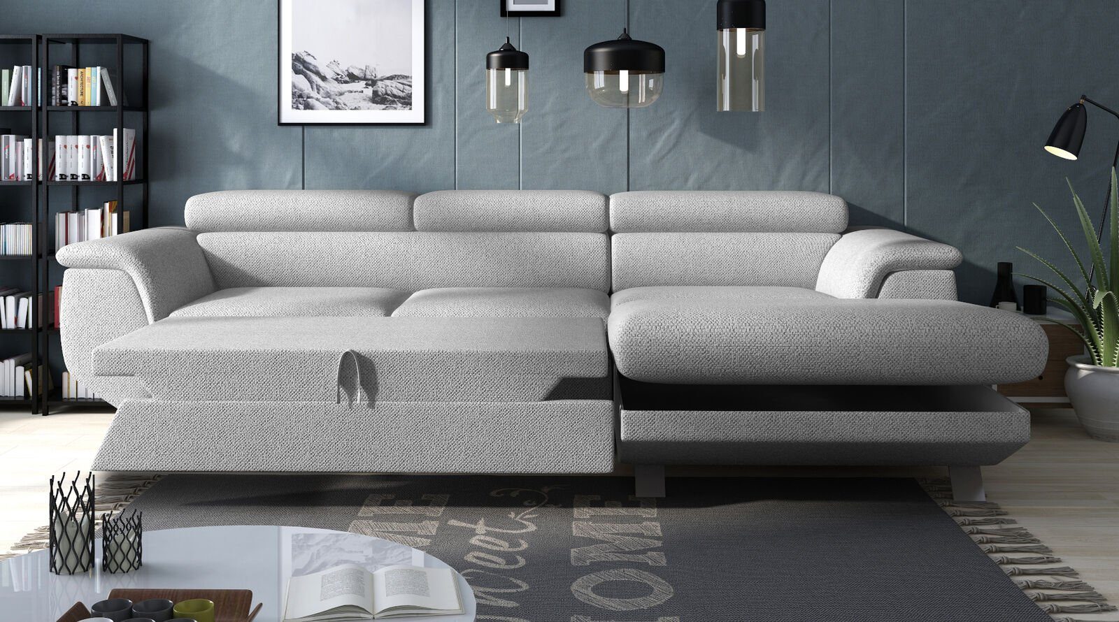 JVmoebel Ecksofa, Eck L Form Textil Sofa Design Ledersofa Ecksofa Polster Eck Couch
