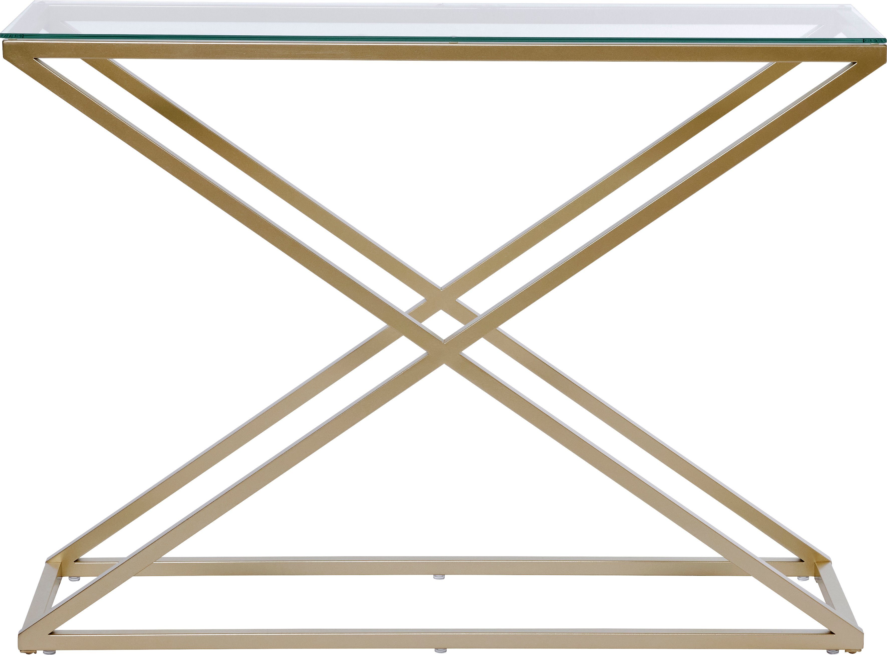 Jahnke Konsolentisch XTRA CONSOLE (1-St), Konsole/Beistelltisch in Gold-Look, aus Sicherheitsglas gefertigt