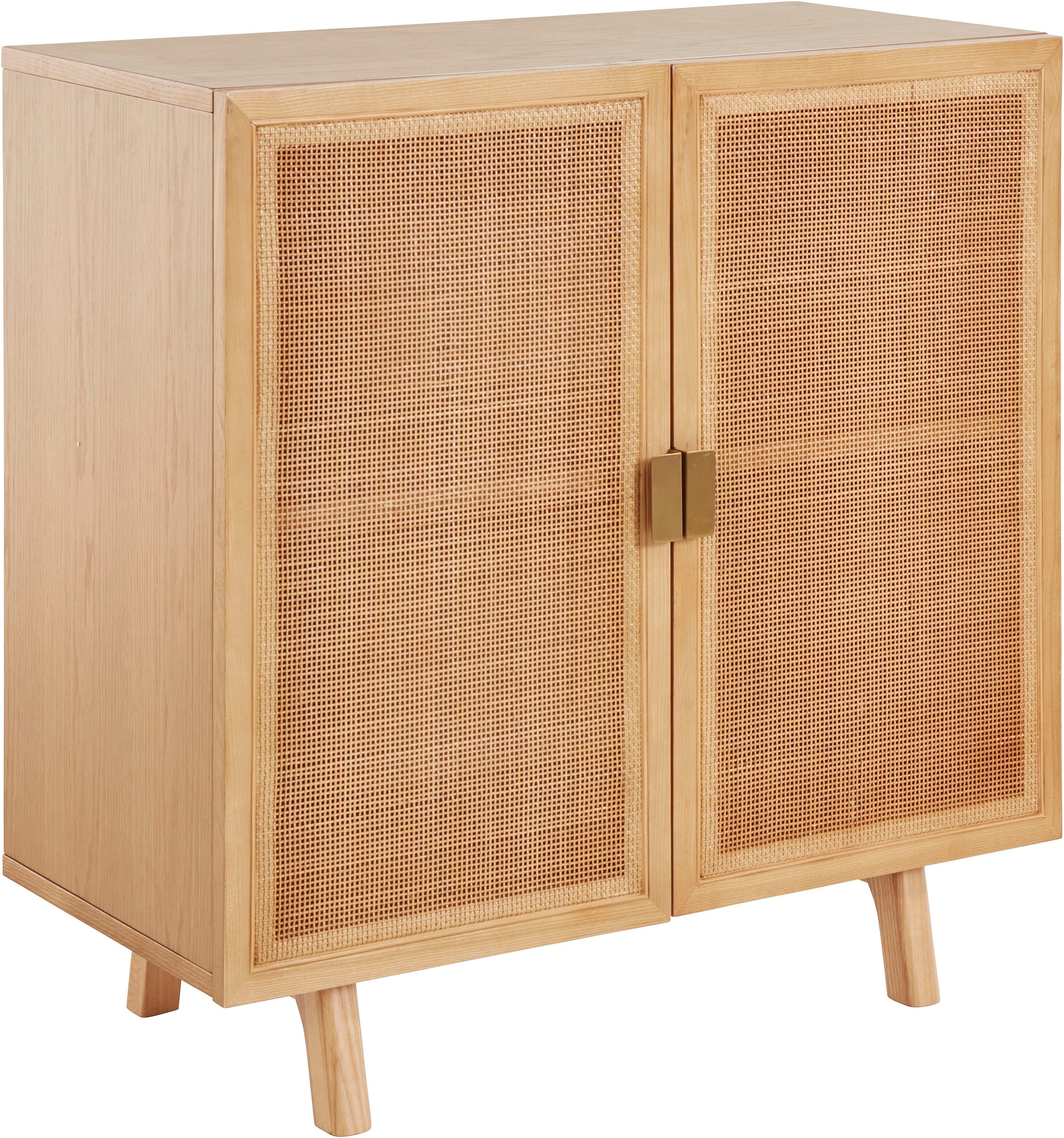 LeGer Home by Lena Gercke Sideboard Lina, Mit Rattan Einsatz, 2 Innenfächer, teilmassiv