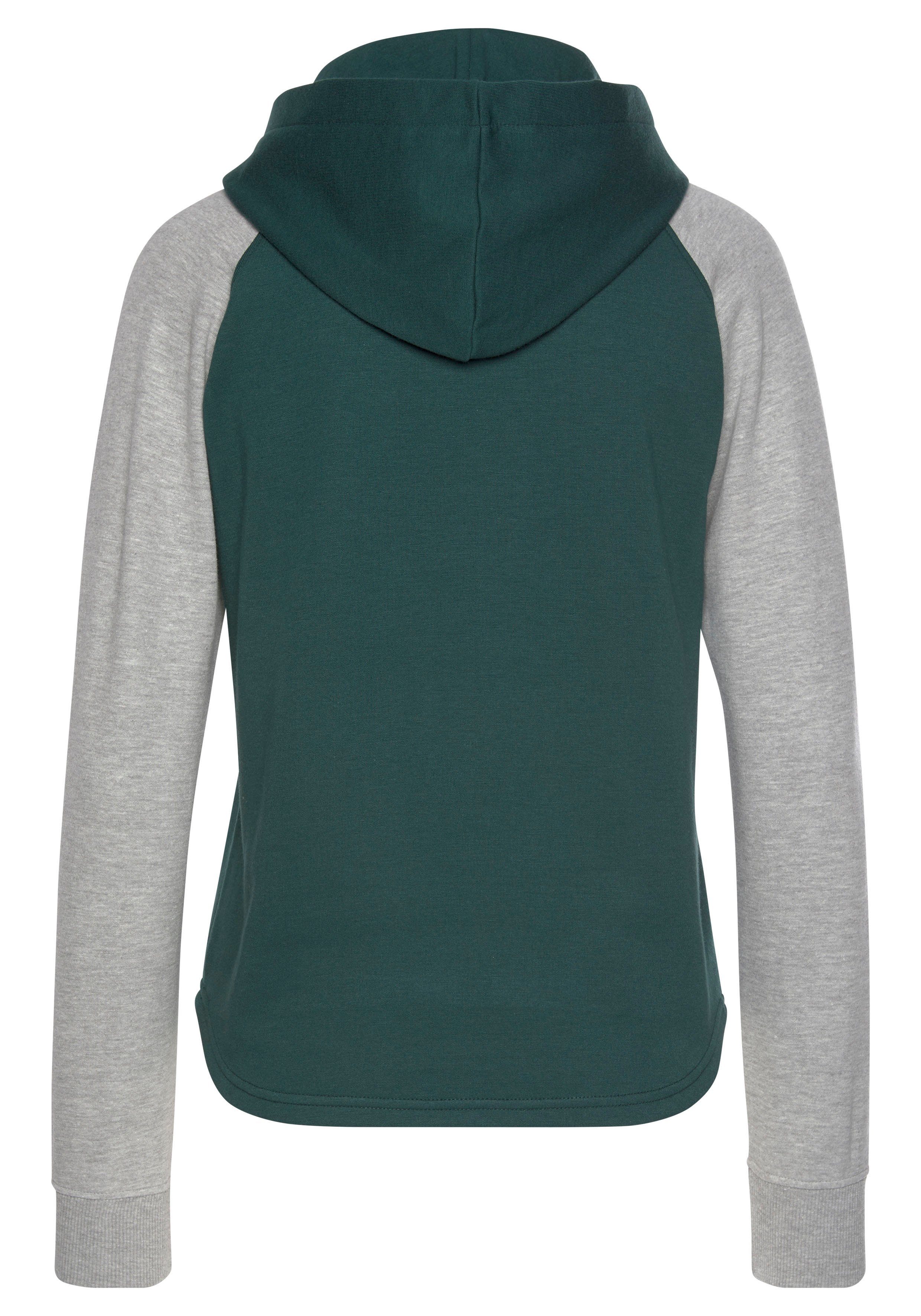 Bench. Loungewear Kapuzensweatshirt mit farblich abgesetzten Ärmeln und Logodruck, Loungeanzug, Hoodie