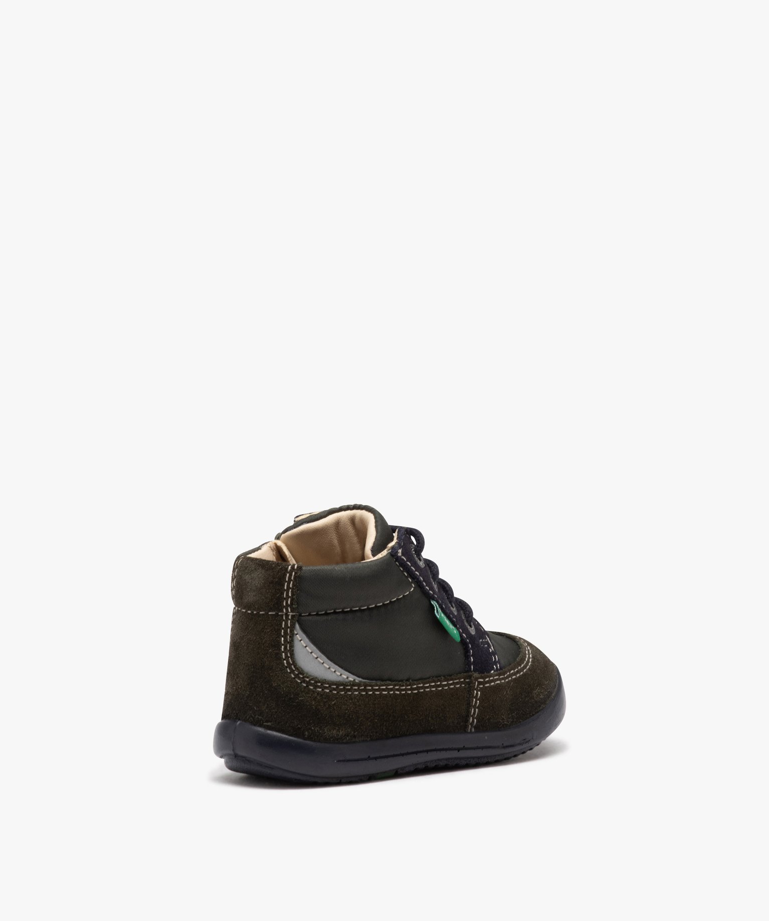 Bottillons Garçon en cuir bicolore à zip et à lacets - Ki... vert | GEMO