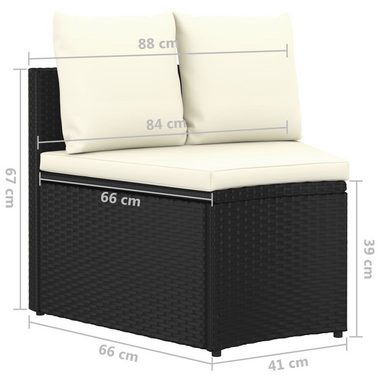 vidaXL Loungesofa 2-tlg. Garten-Sofagarnitur mit Auflagen Poly Rattan Schwarz, 2 Teile