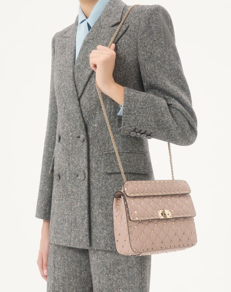 Bolsa média Rockstud Spike em couro napa.