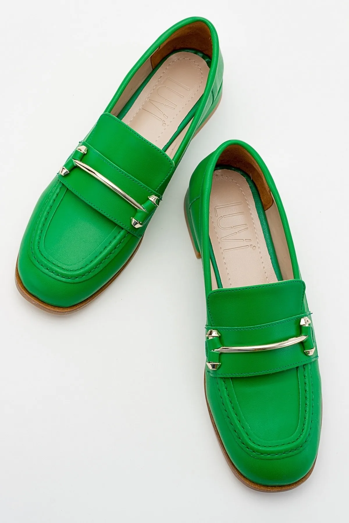LuviShoes  Solen Green Damen-Loafer-Schuhe