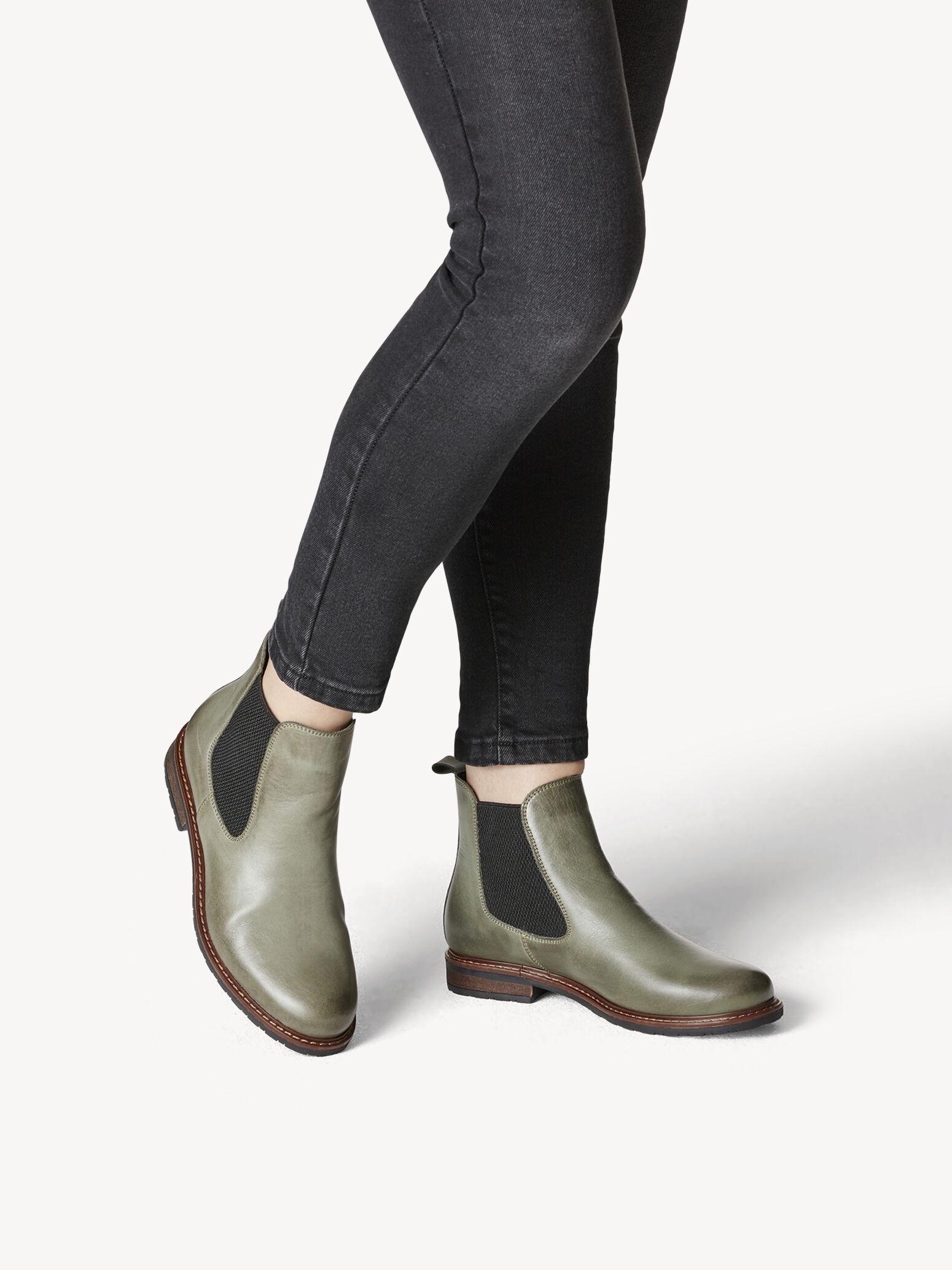 Bottine Chelsea en cuir - kaki