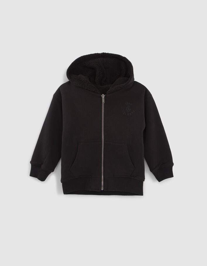 Cardigan réversible noir Sherpa et molleton garçon