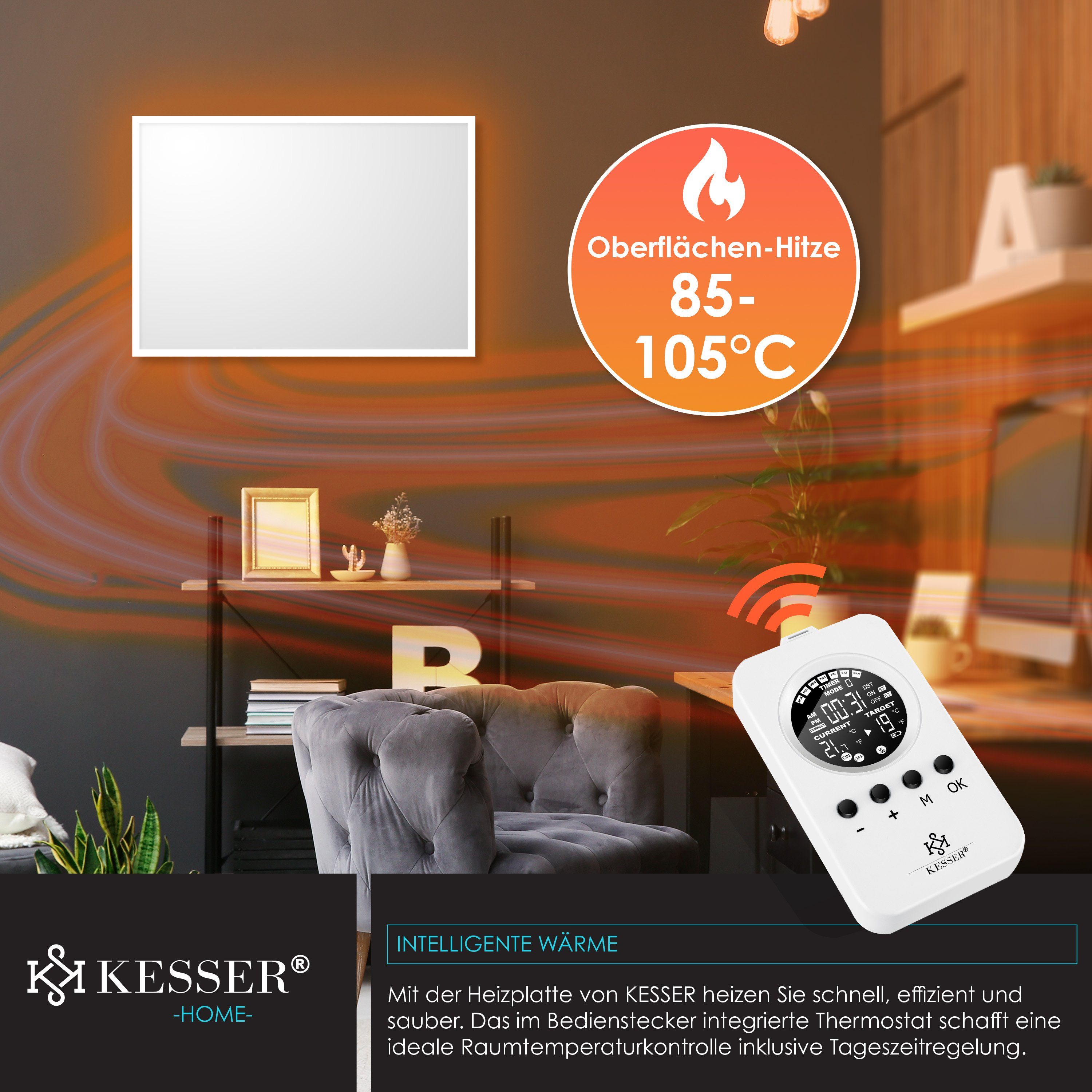 KESSER Infrarotheizung, Infrarotheizung Thermostat Infrarotheizkörper Elektroheizung