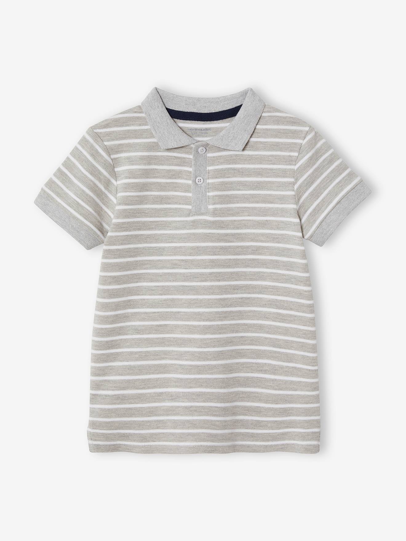 Lot de 2 polos garçons en maille piquée lot 1 bleu ardoise + 1 rayé