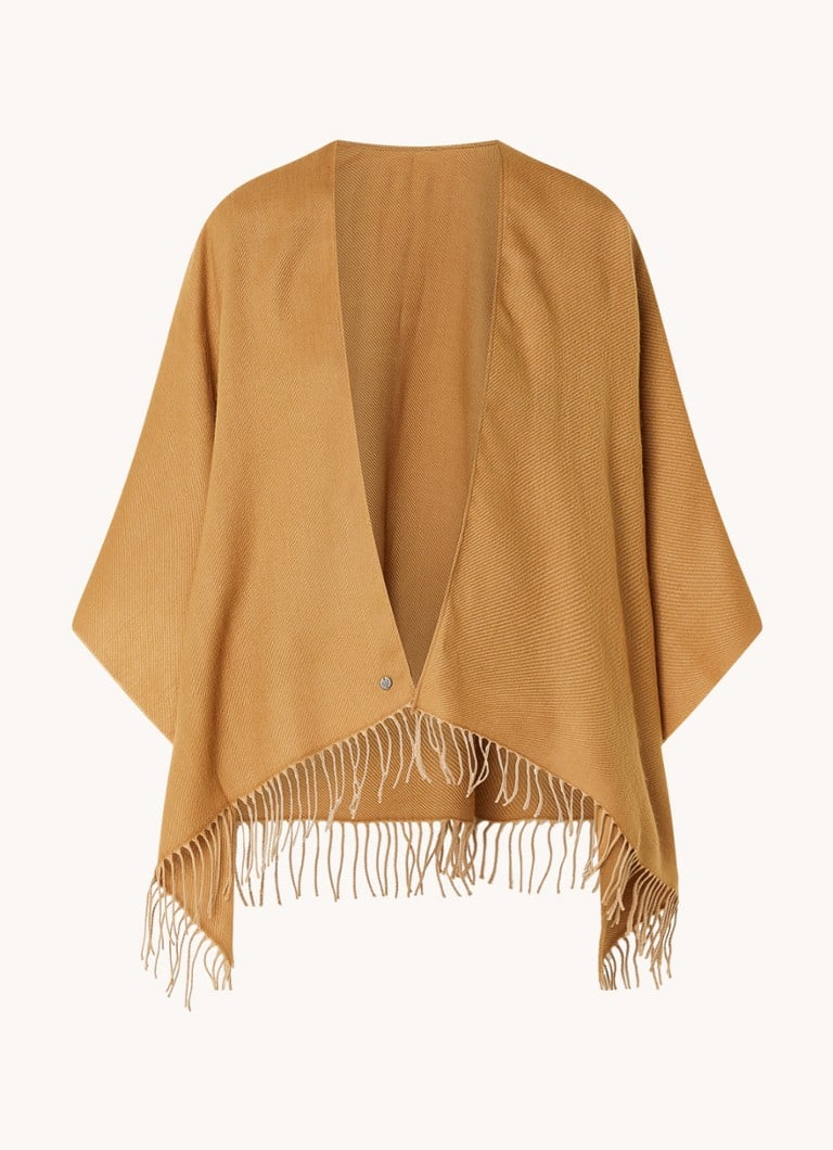 Poncho Fraas tricotat fin cu franjuri