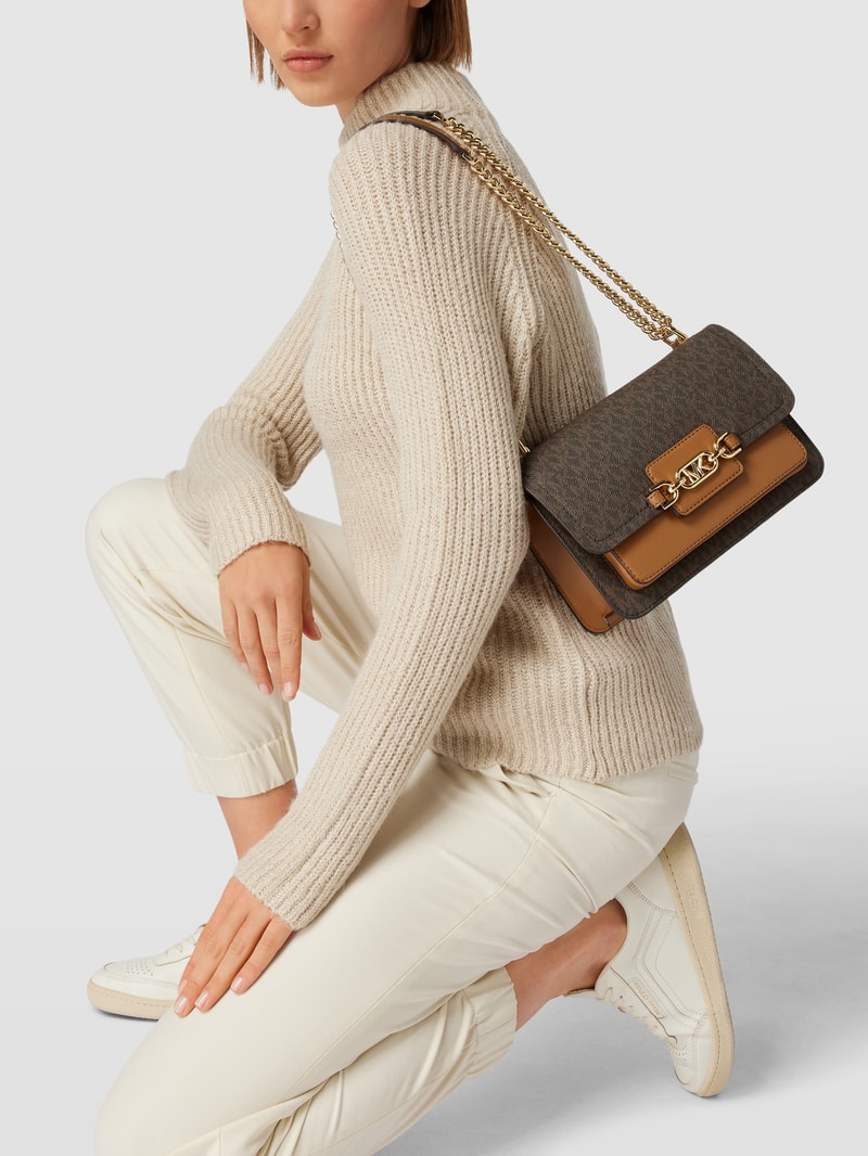 Handtasche mit Allover-Muster in dunkelbraun