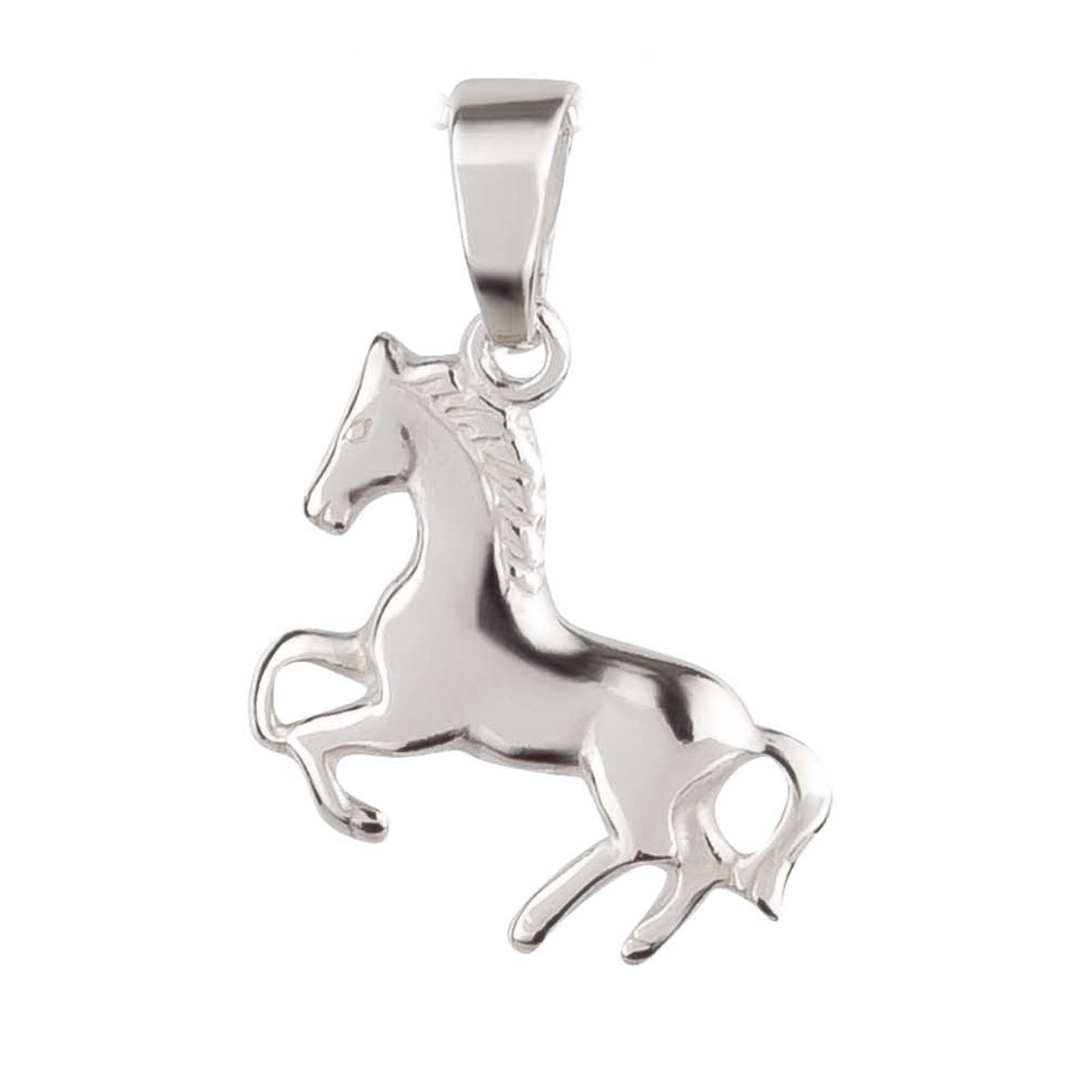 schmuck23 Kette mit Anhänger Halskette Pferd Pony 925 Silber, Reiten Kinder Damen Mädchen Geschenk Kinderschmuck