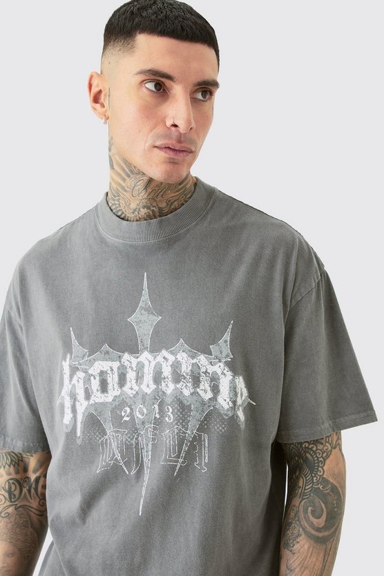 Tall Oversize T-Shirt mit Homme Kreuz Print
