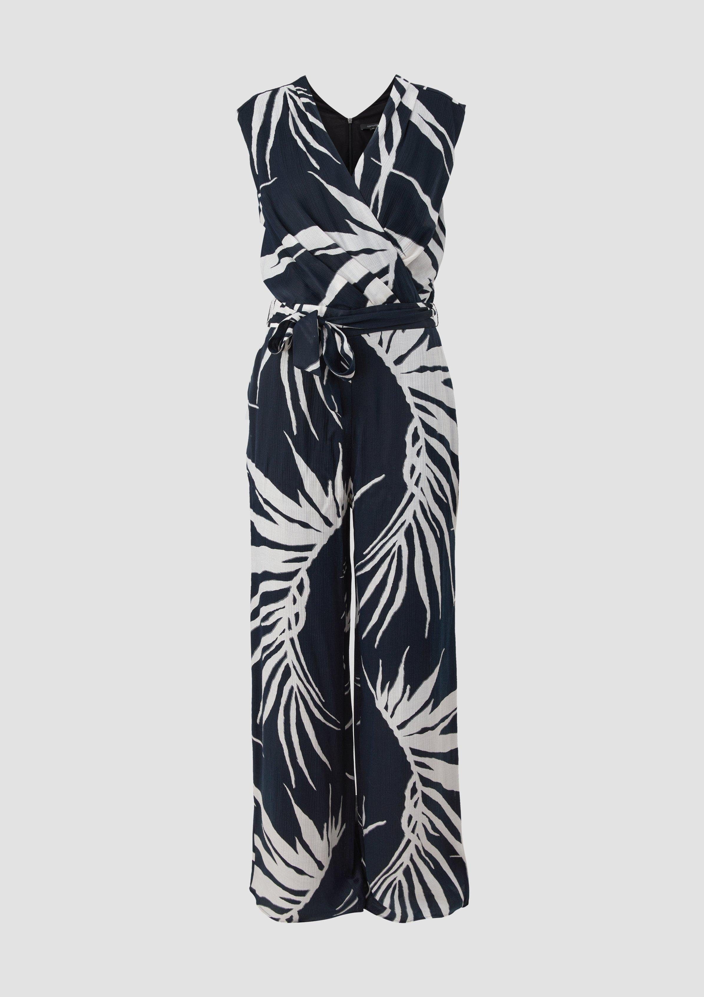 Comma Overall Jumpsuit aus Viskosemix Teilungsnähte