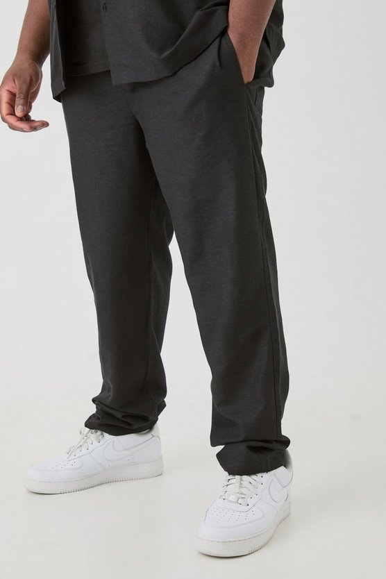 Plus schmale Leinen-Hose mit elastischem Bund