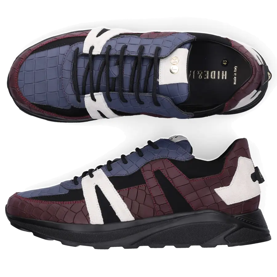 Hide & Jack - Sneaker low RUNNING JET Kalbsleder Logo Prägung blau bordeaux - rot