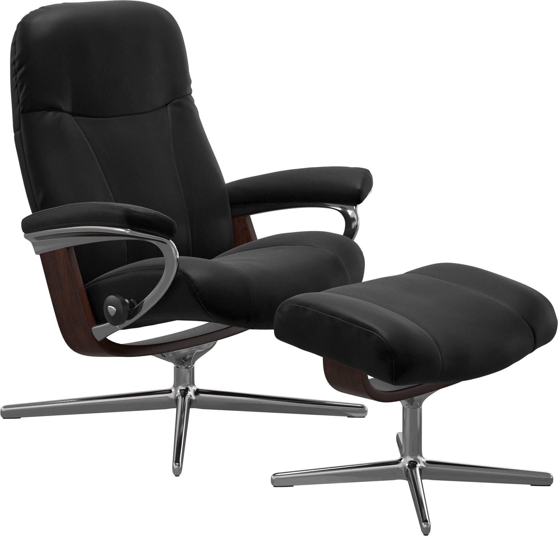 Stressless® Relaxsessel Garda (Set, Relaxsessel mit Hocker), mit Hocker, mit Cross Base, Größe M & L, Holzakzent Braun