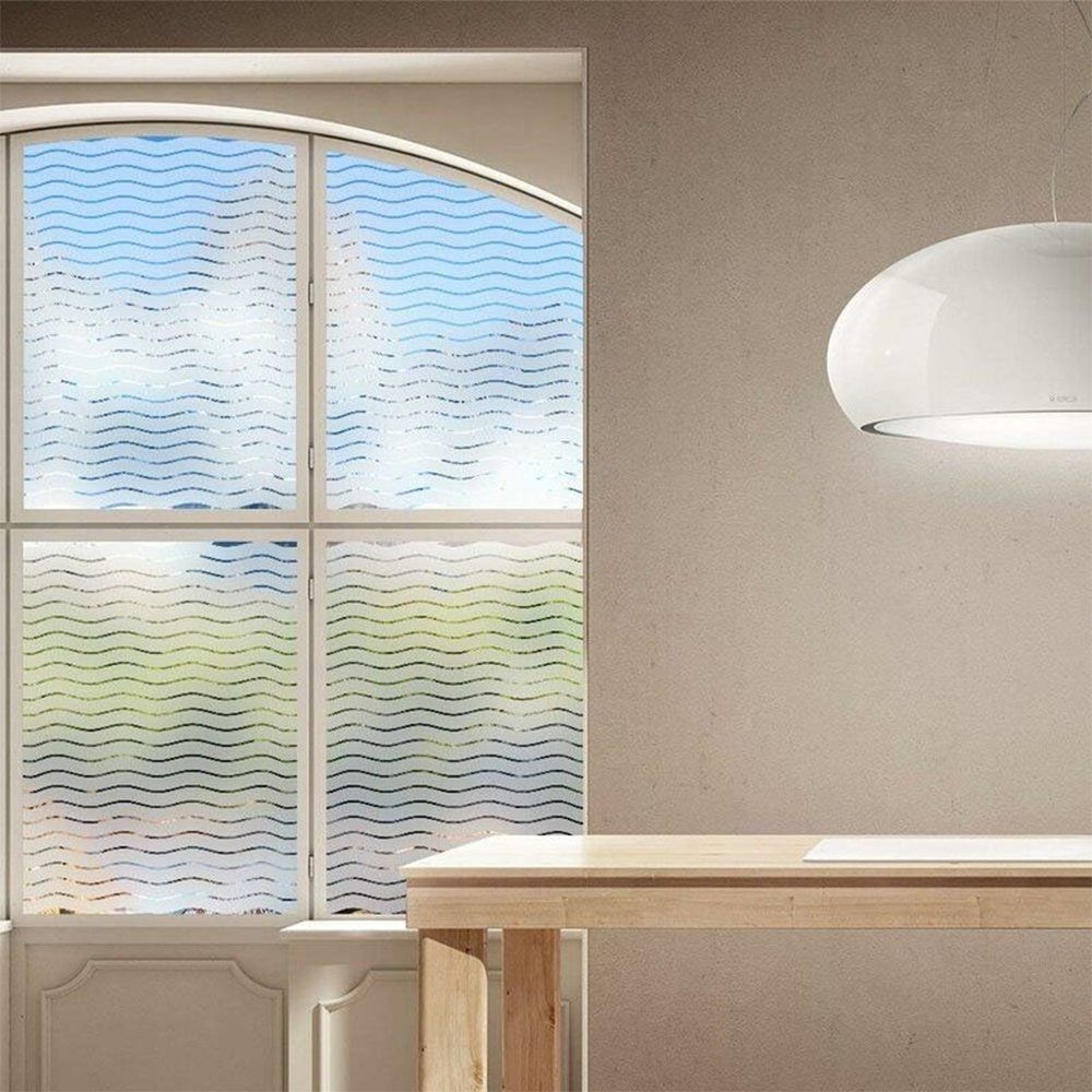 Fensterfolie Milchglas-Fensterfolie Fensterfolie Fensteraufkleber mit Wellenmuster, Zimtky