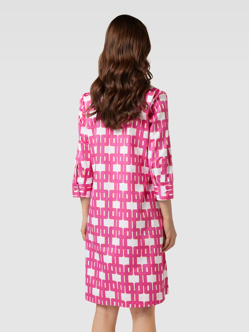 Hemdblusenkleid aus Baumwolle mit Allover-Print in fuchsia