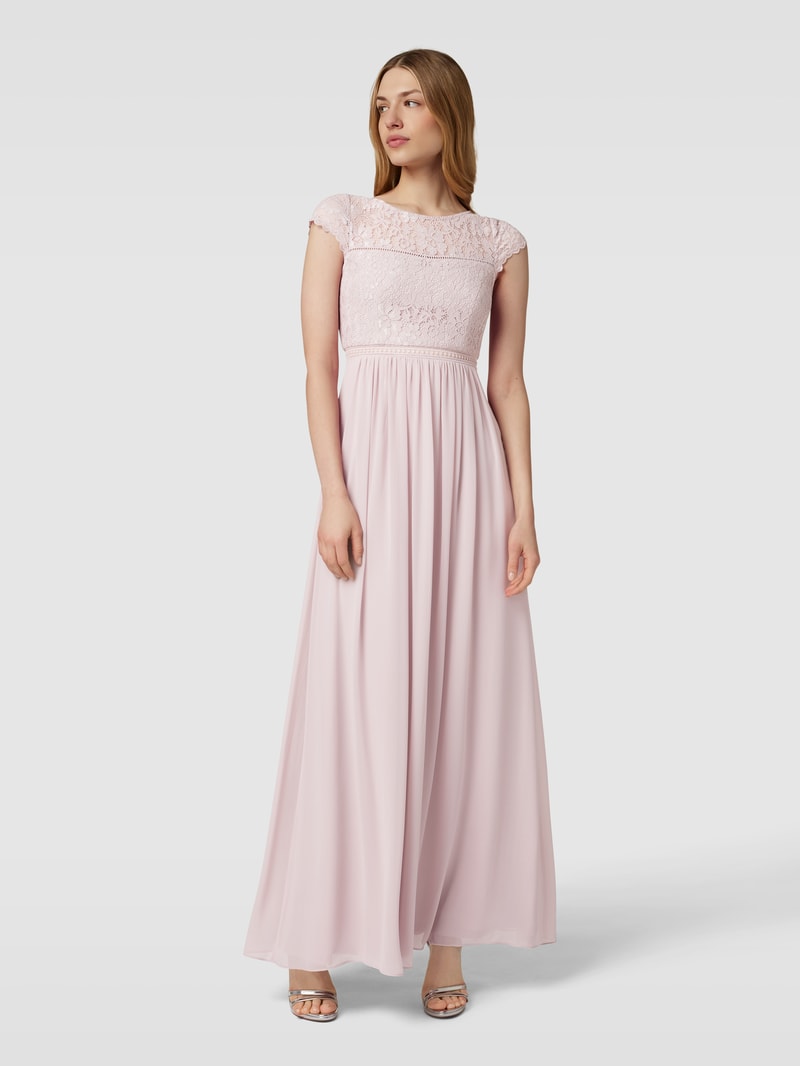 Abendkleid mit floraler Spitze in rosé
