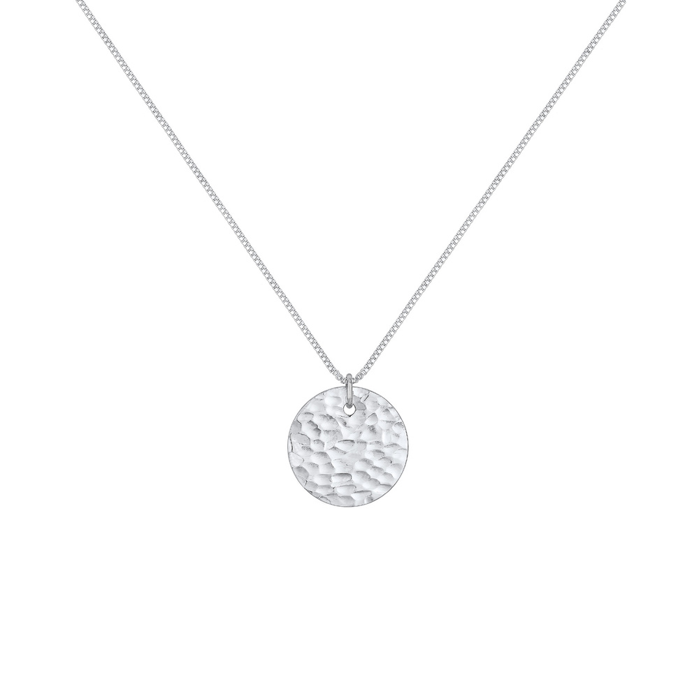 Elli Elli Collier Plaquettes Cercle Battues Femme - (925/1000) Argent collier