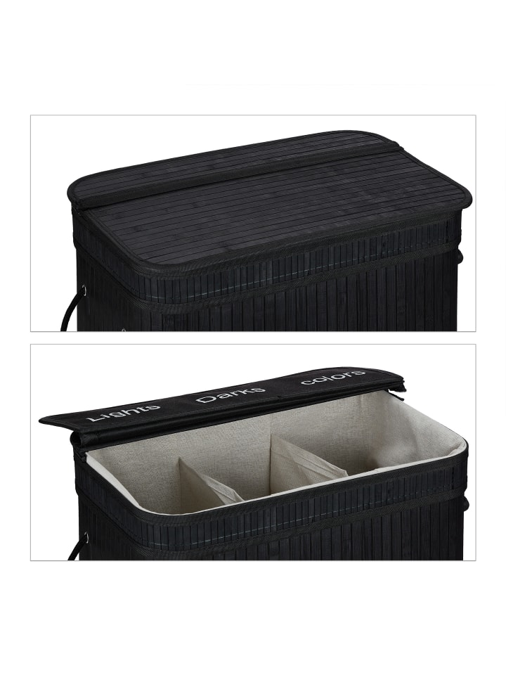relaxdays Wäschesortierer in Schwarz - (B)55 x (H)63 x (T)35 cm günstig kaufen onesize