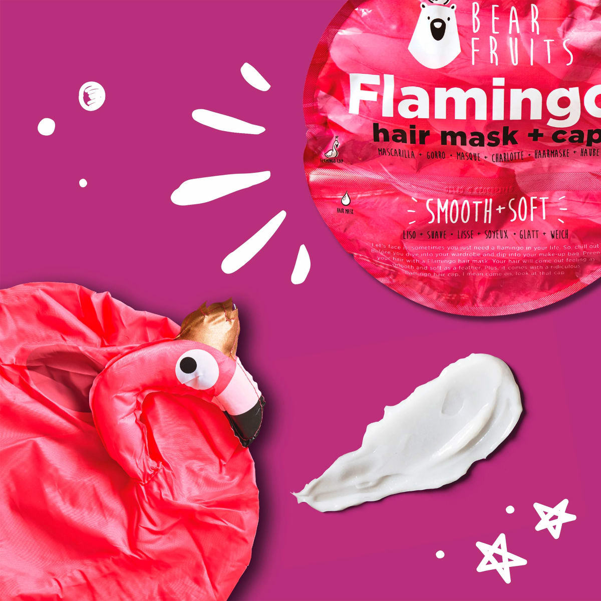 Haarmaske Flamingo, Hair mask + cap, 20 ml