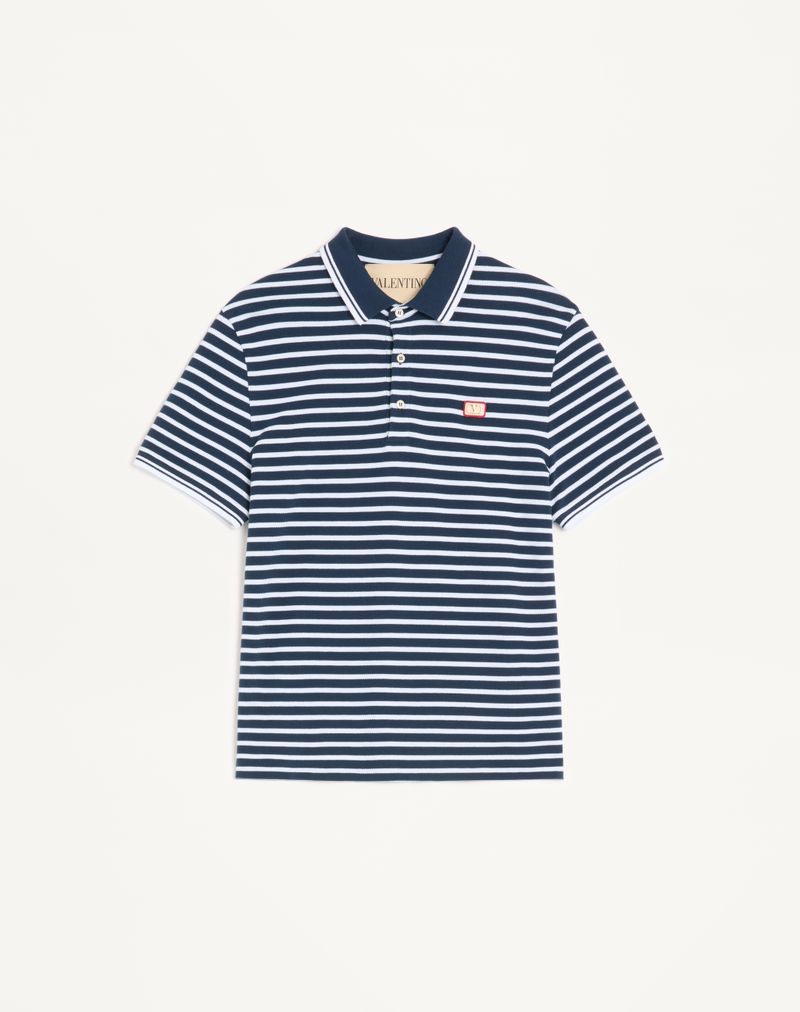 Camisa polo Valentino em algodão piqué com patch VLogo.