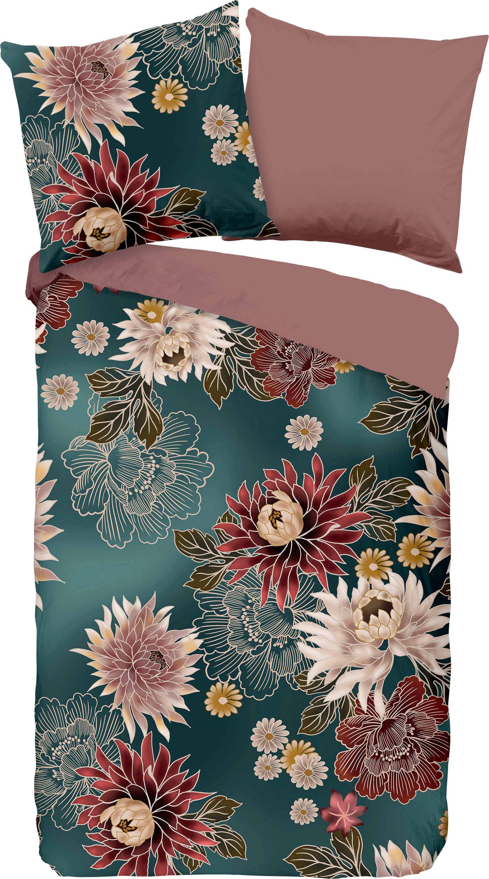 Wendebettwäsche May in Gr. 135x200 cm, PURE luxury collection, Microfaser, 2 teilig, Bettwäsche mit Wendeoptik, florale Bettwäsche mit Reißverschluss