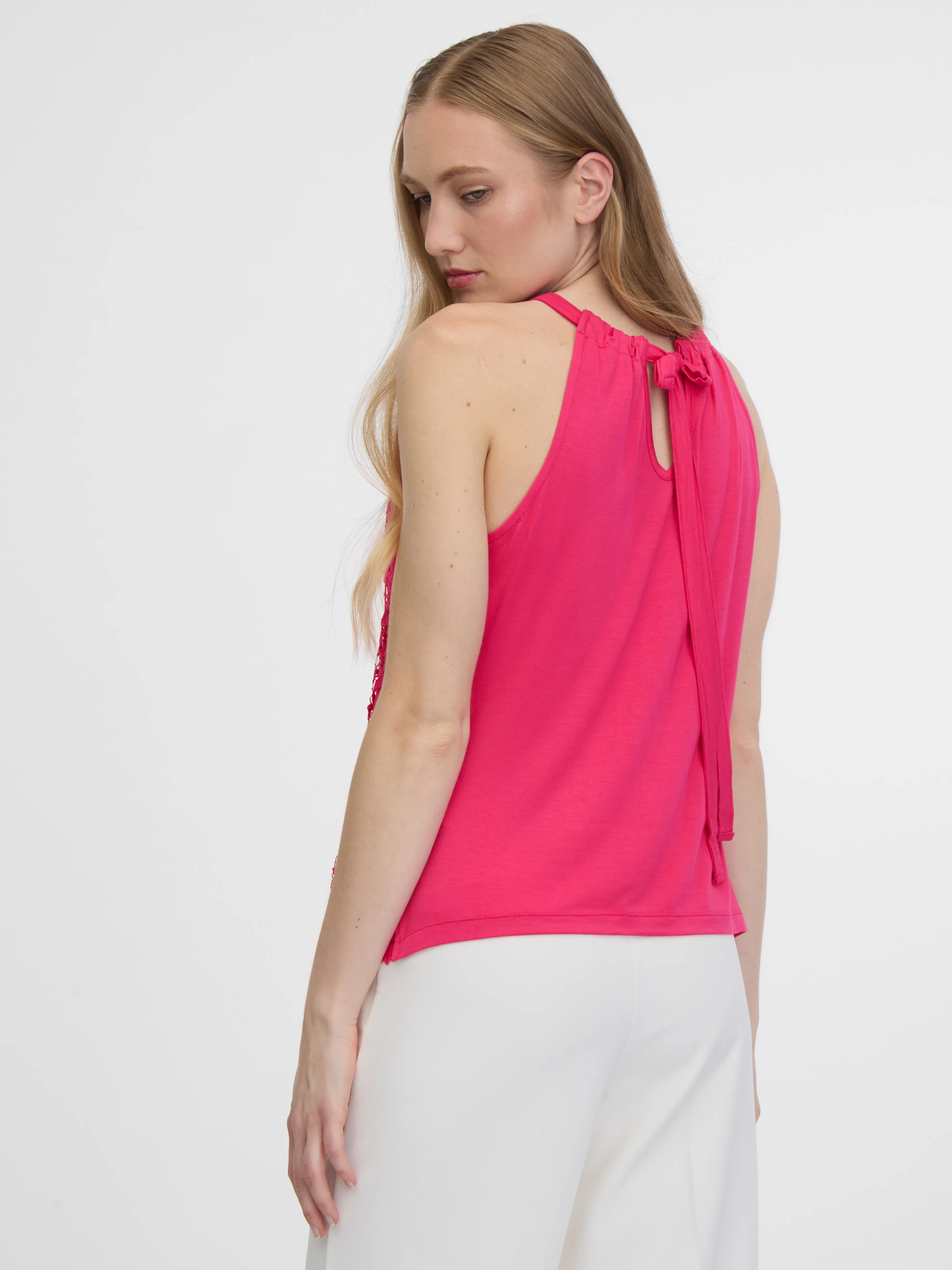 Dunkelrosa Damen-Spitzen-Tank-Top ORSAY