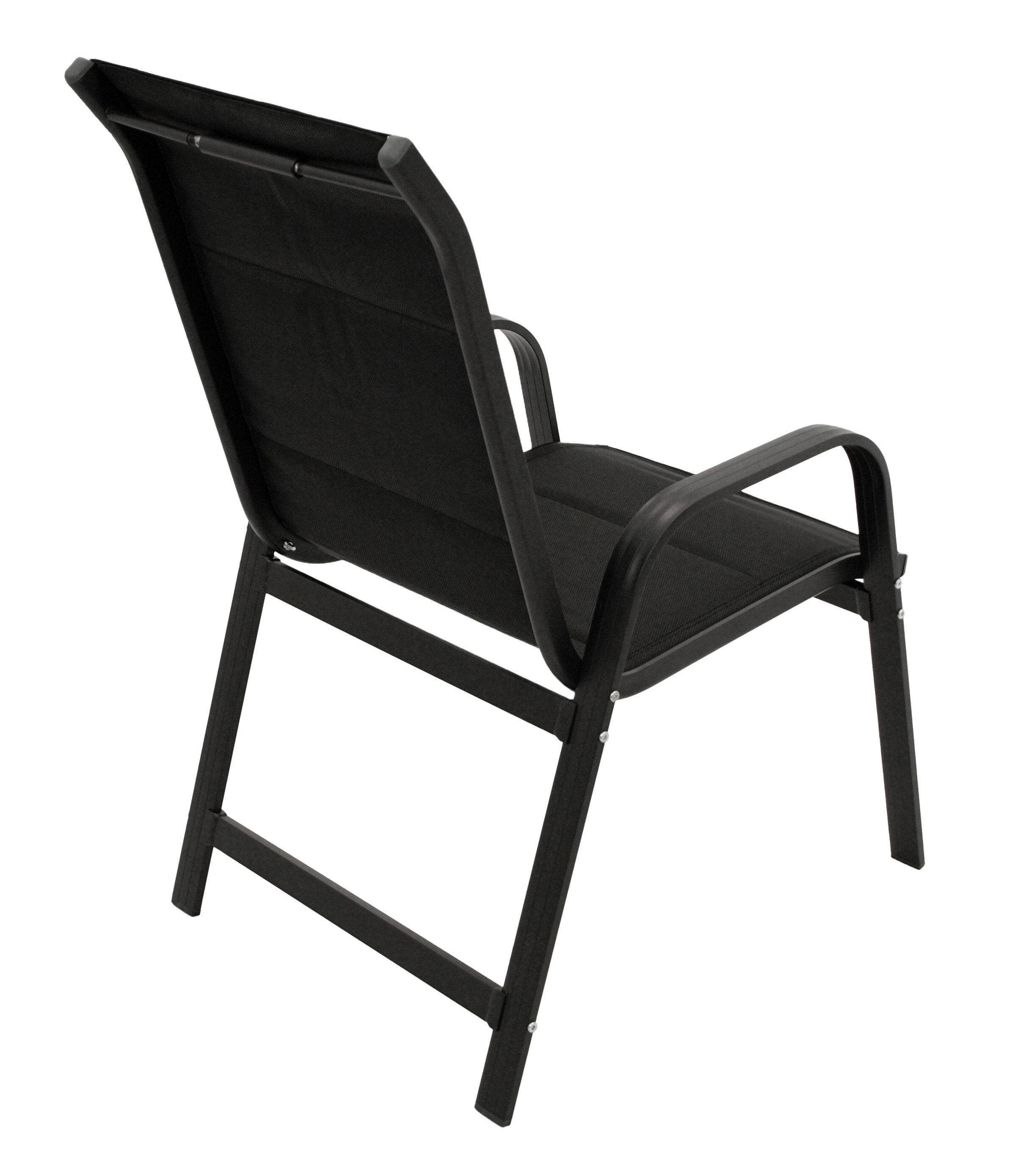 DEGAMO Gartensessel CESANO stapelbar, Alu anthrazitfarben + Kunstgewebe gepolstert schwarz, 2 STÜCK