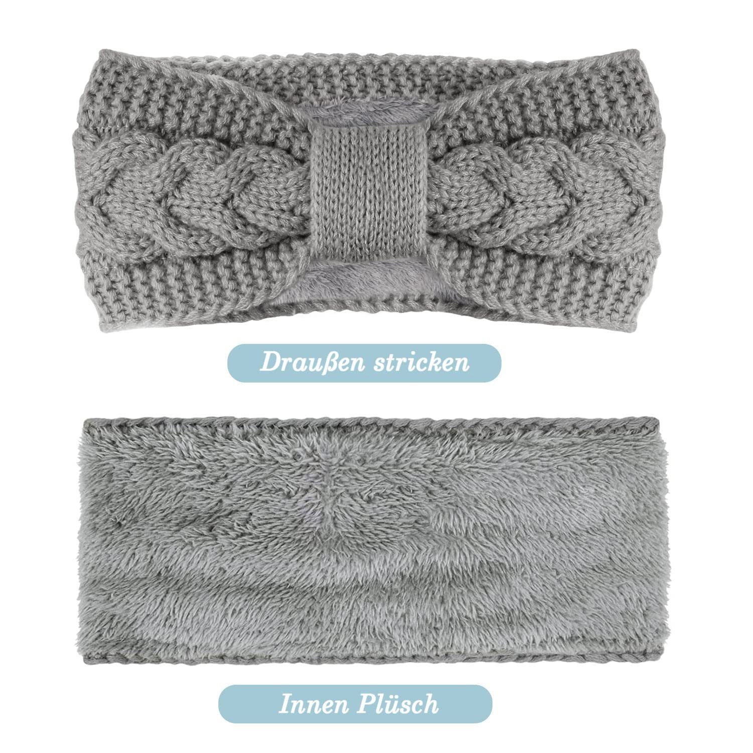 zggzerg Stirnband Stirnband Damen Winter, 2 Pcs Stirnbänder Strick, Haarband Ohrenwärmer