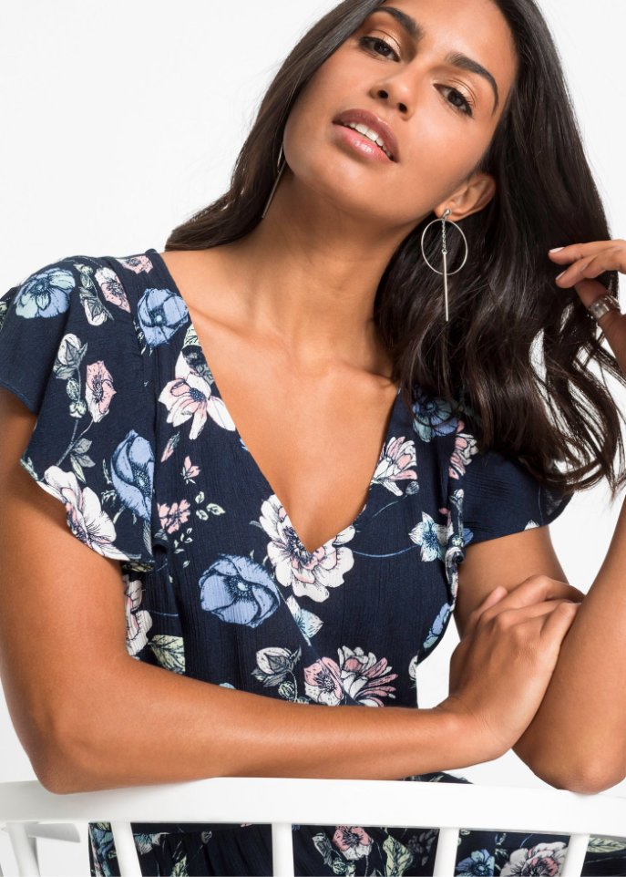Bedrucktes Maxikleid mit Volants