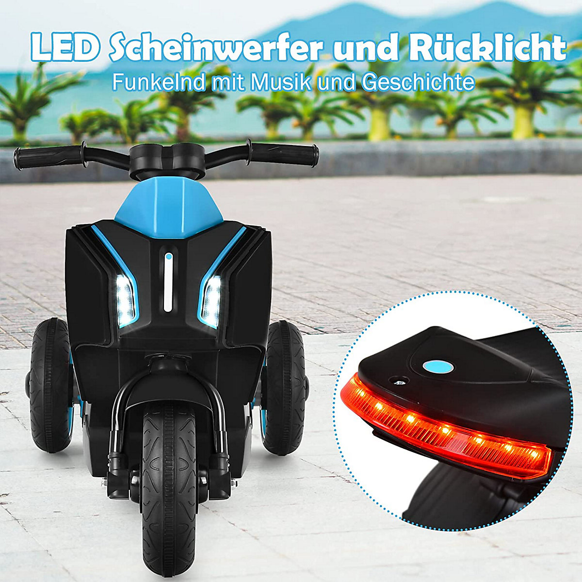 Motorrad Dreirädrig mit Scheinwerfer&Rücklicht