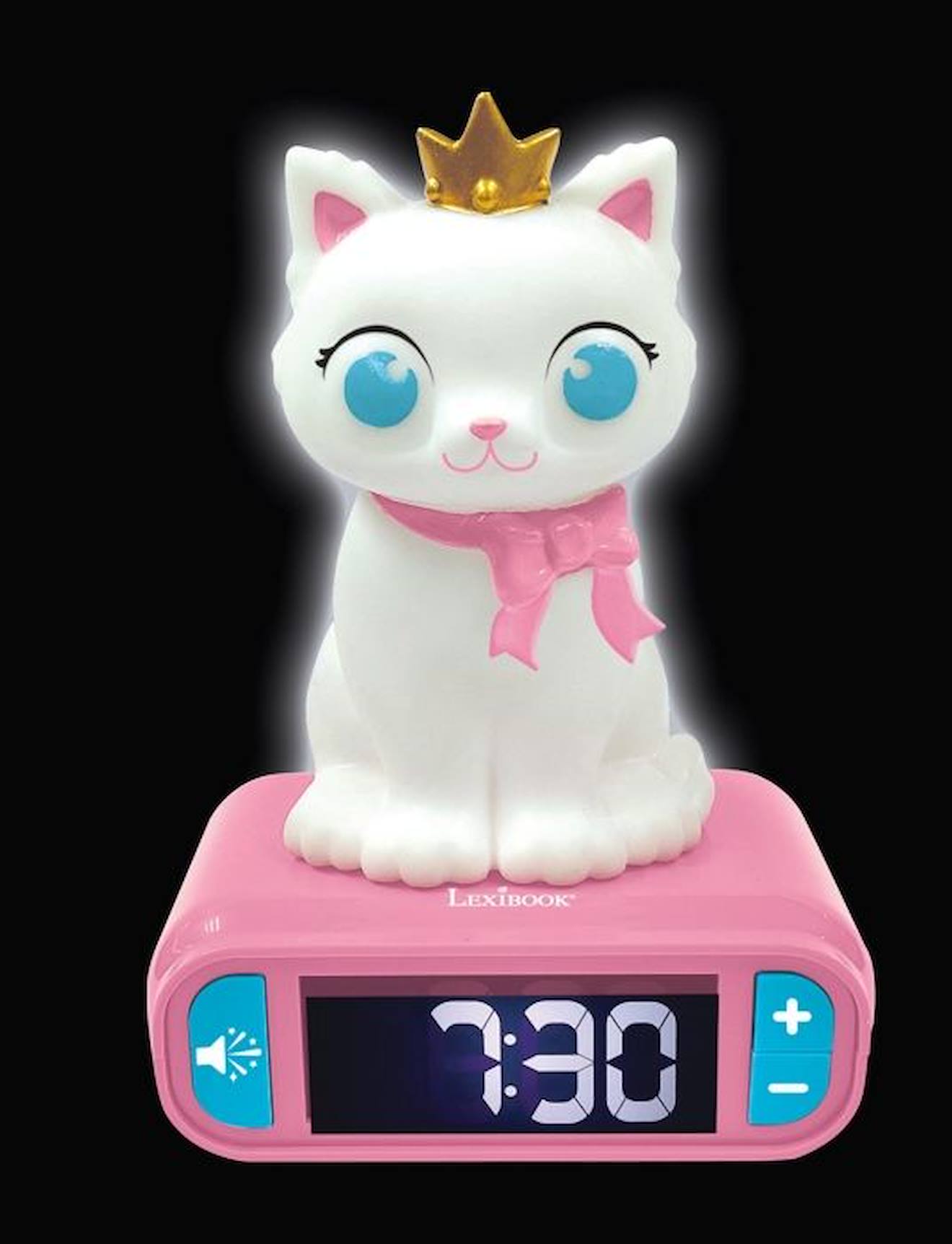 Réveil avec Veilleuse Lumineuse Chat en 3D et effets sonores rose