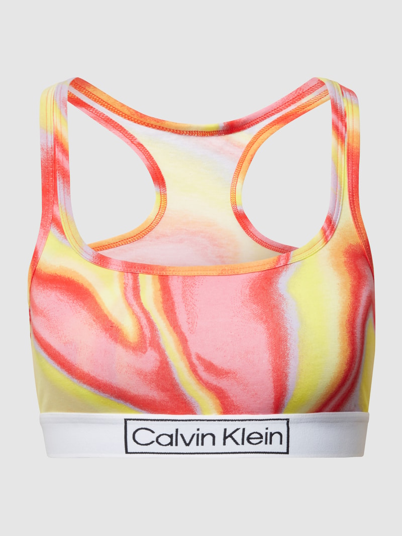 Bralette mit Logo-Bund und Allover-Muster in orange