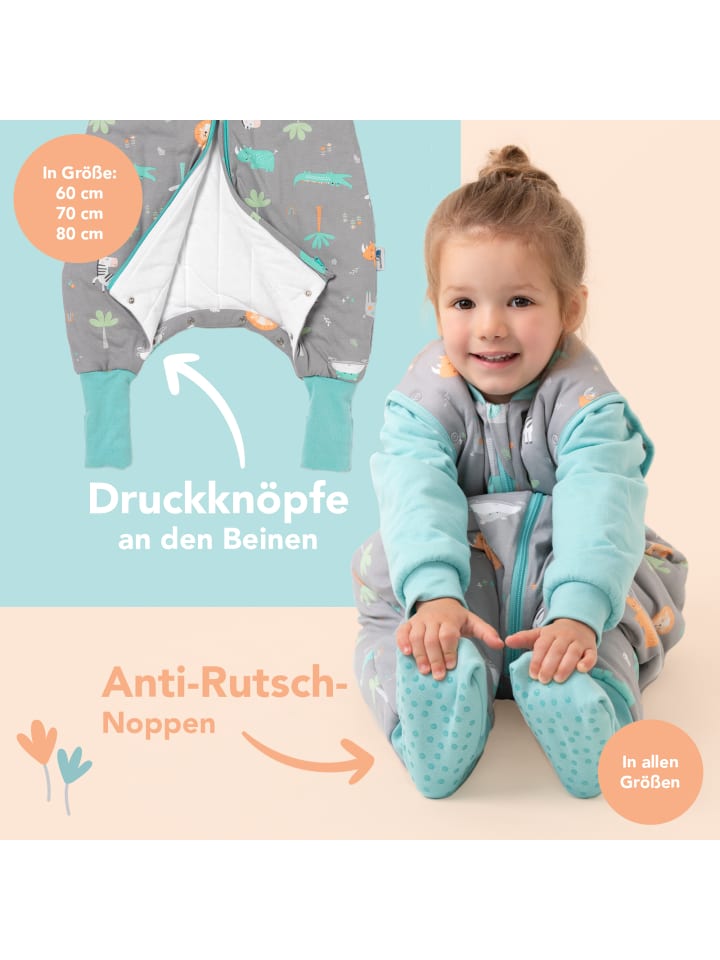 Schlummersack Schlafsack mit Füßen und umklappbaren Bündchen, 2.5 TOG in Türkis günstig kaufen