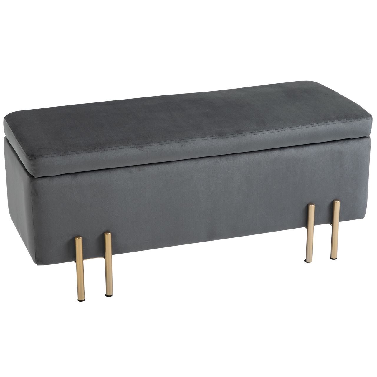 HOMCOM Sitzbank, Polsterbank mit Stauraum, Truhenbank, Stoff, Metall, Schaumstoff, Dunkelgrau, 100 x 40 x 42 cm