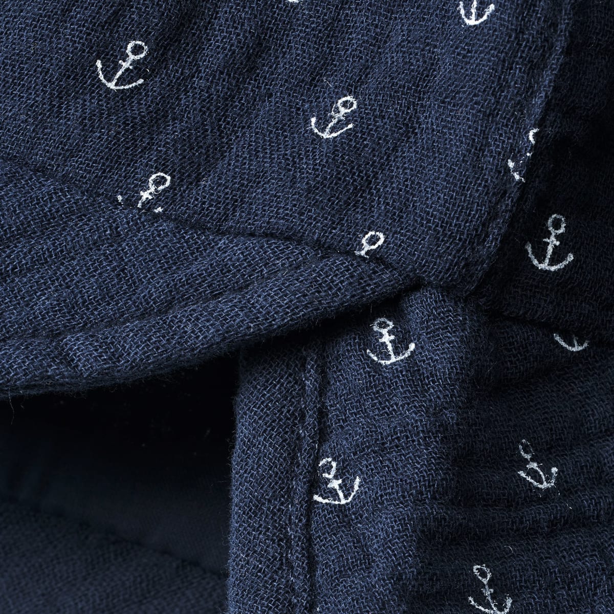 Schirmmütze aus Musselin mit Anker-Muster, blau, Gr. 52/53, 1 St