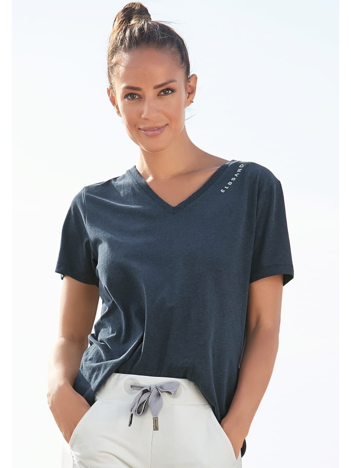 ELBSAND T-Shirt in marine meliert günstig kaufen